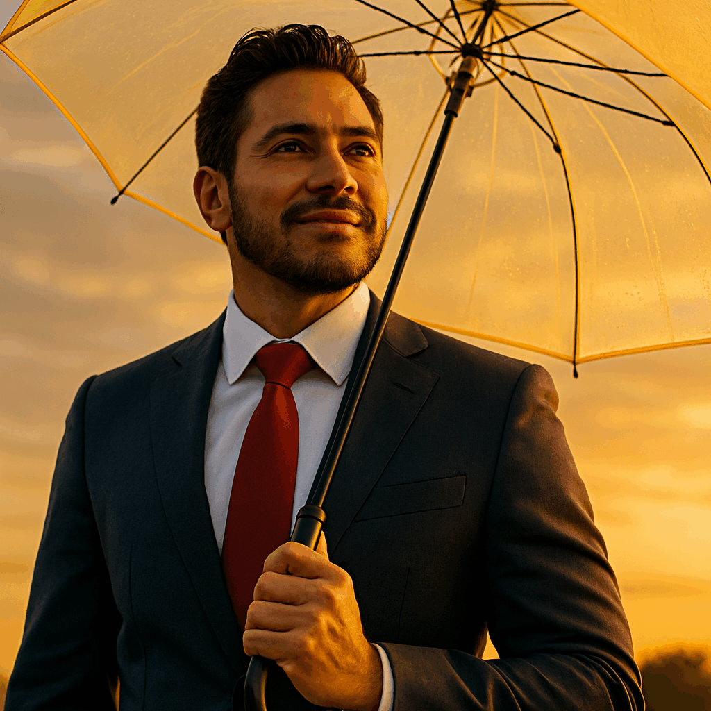 20250520_1150_Hispanic Businessman with Umbrella_simple_compose_01jvqgevewf6gae4hyvf6jcpdj
